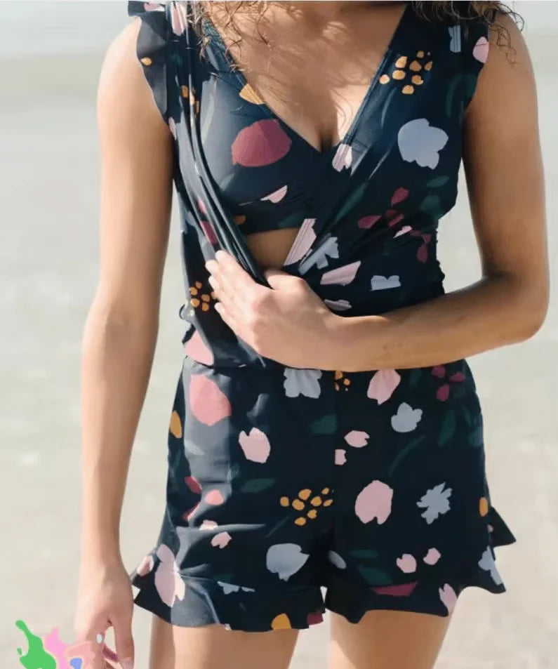Sleeveless one piece swimsuit
