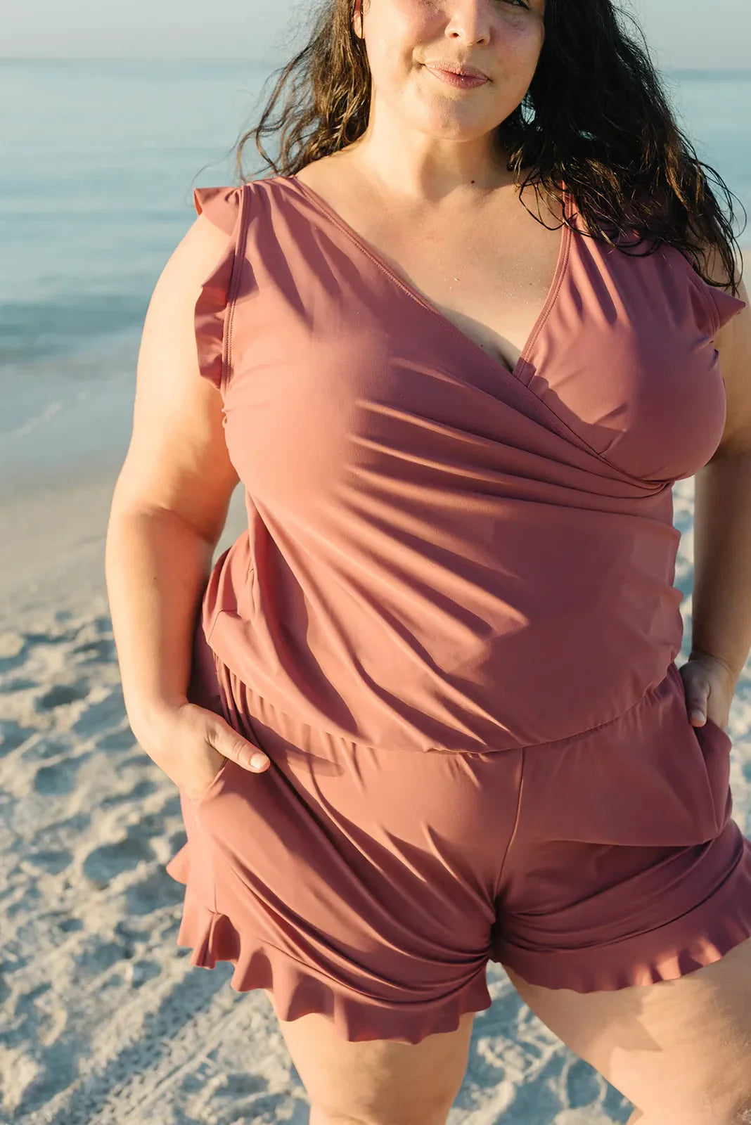 Sleeveless one piece swimsuit