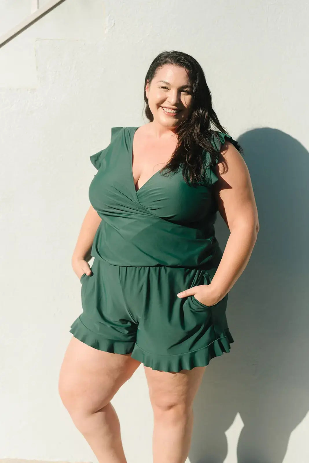 Sleeveless one piece swimsuit