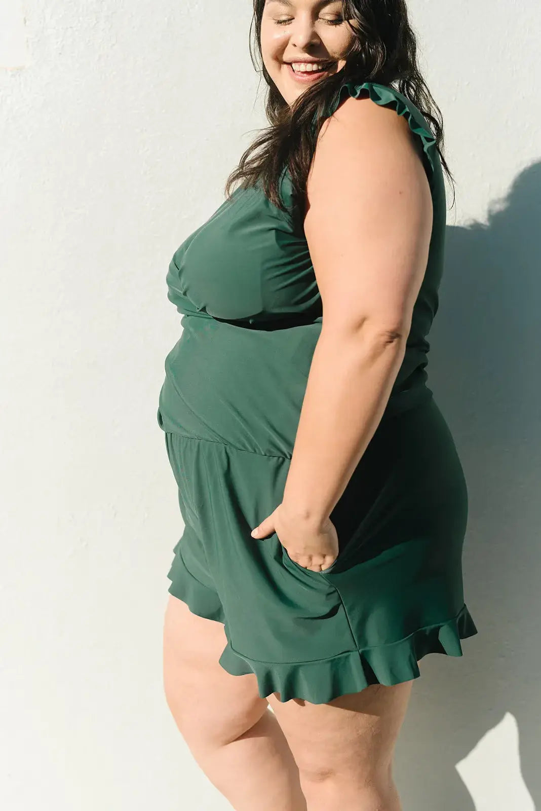 Sleeveless one piece swimsuit