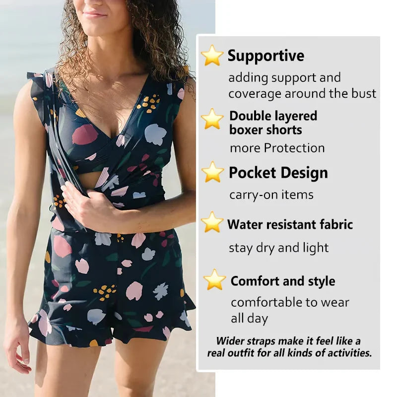 Sleeveless one piece swimsuit