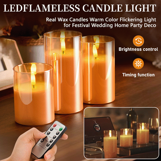 Flameless LED Candles – 3-Piece Set with Remote